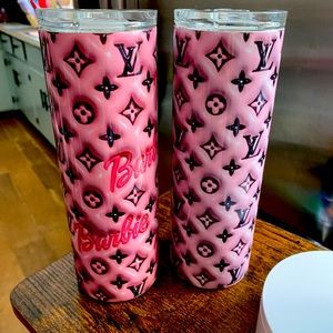 Barbie luxury puffy pink &black 3D tumblerONLY BARBIE stainless steel NWT